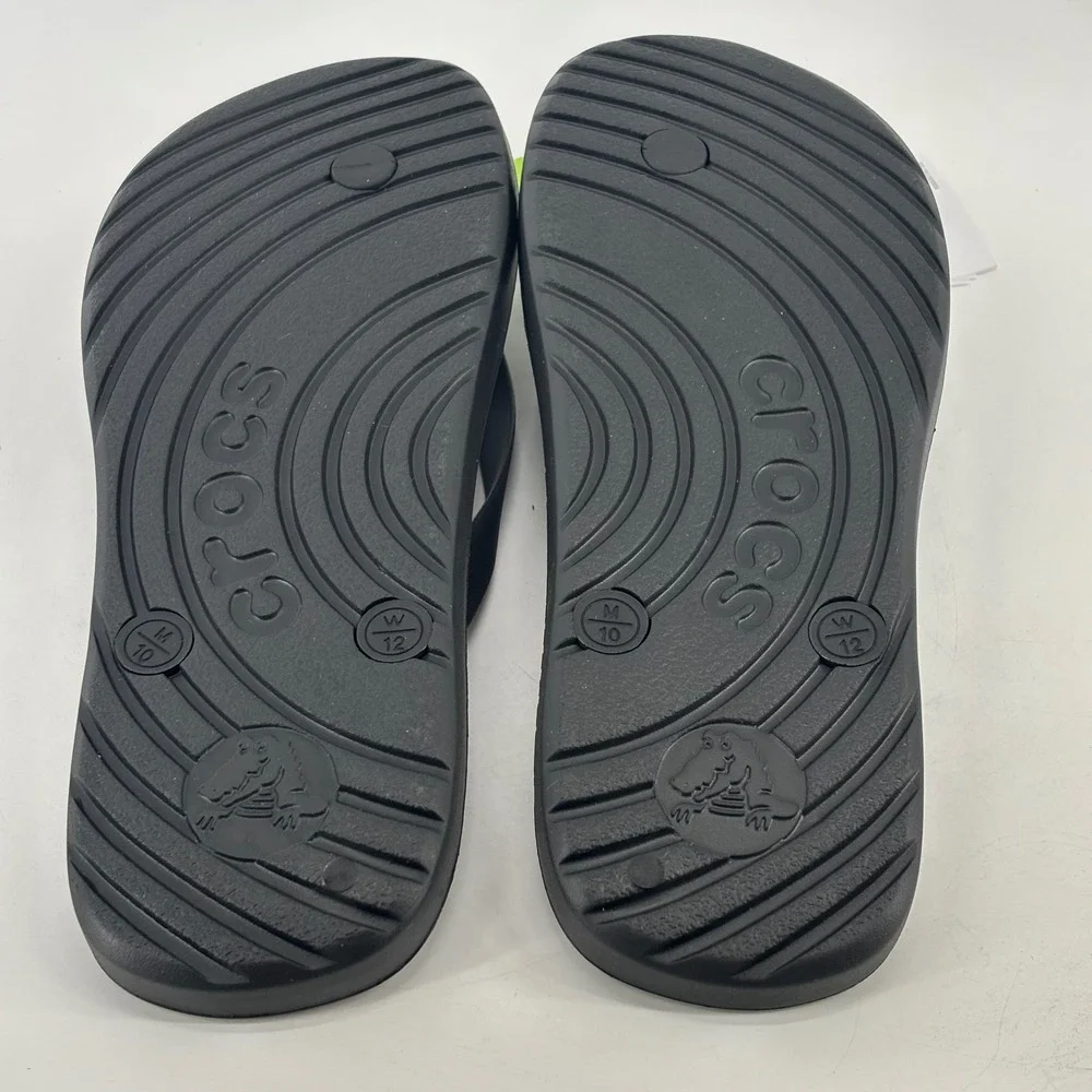 Crocs Flip Sandal Unisex Men 10 Women 12 Black 210089-001 NWT Beach Pool Summer